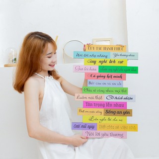 Bảng gỗ treo trang trí nhà cửa dony quy tắc hạnh phúc