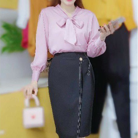 Áo sơ mi lụa trơn nơ tay dài CHUU A5236 | BigBuy360 - bigbuy360.vn