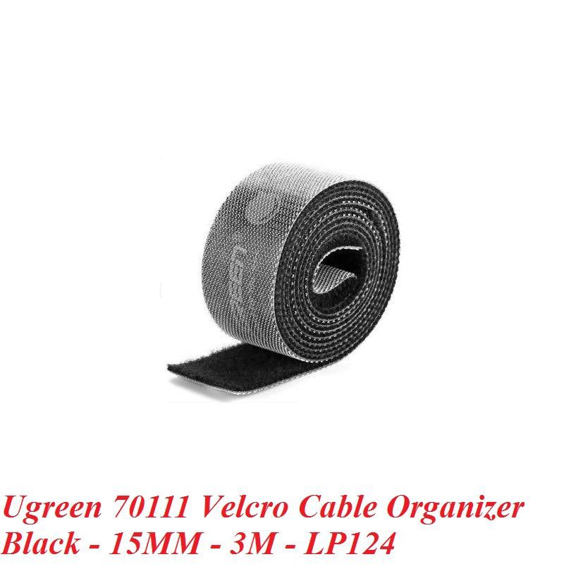 Ugreen 70111 3M cỡ 15mm băng dán Velcro màu đen ngang 1.5cm LP124