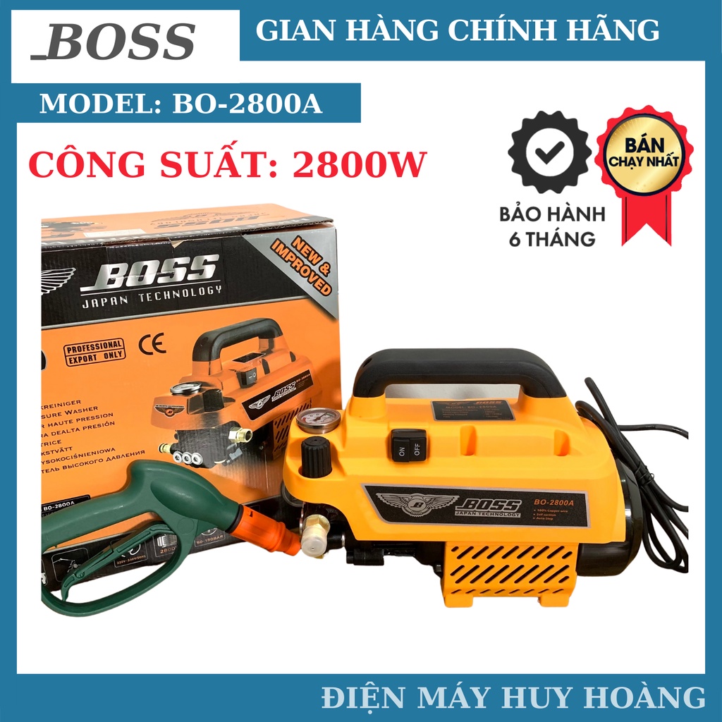 Máy rửa xe chính hãng BOSS 2800w thế hệ mới | Thân máy nặng 11,8kg | Động cơ dây đồng 100%