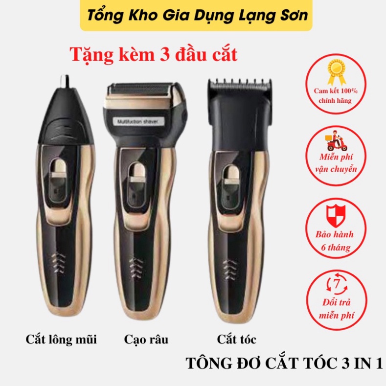 Tông Đơ Cắt Tóc DARLING 3 in 1 - Máy Cắt Tóc Cho Bé Và Người Lớn Chuyên Nghiệp Có Kèm Đầu Cắt Lông Mũi, Cạo Râu, Sạc USB