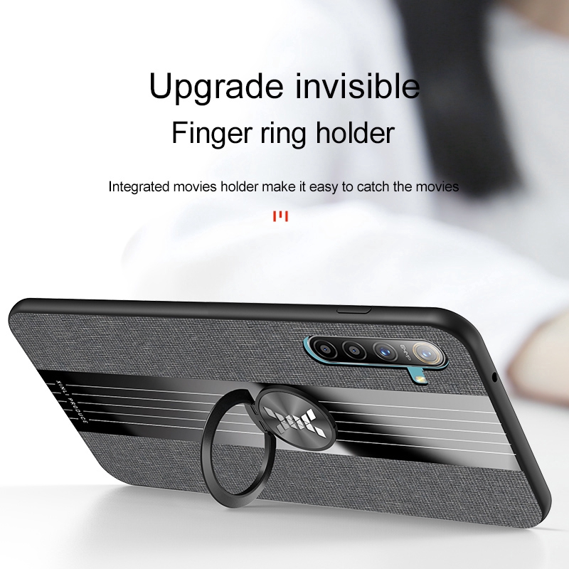 Realme 7 XT X2 Pro Q 5 Pro Ốp điện thoại silicon mềm phối vải có vòng đỡ từ tính chống va đập cho