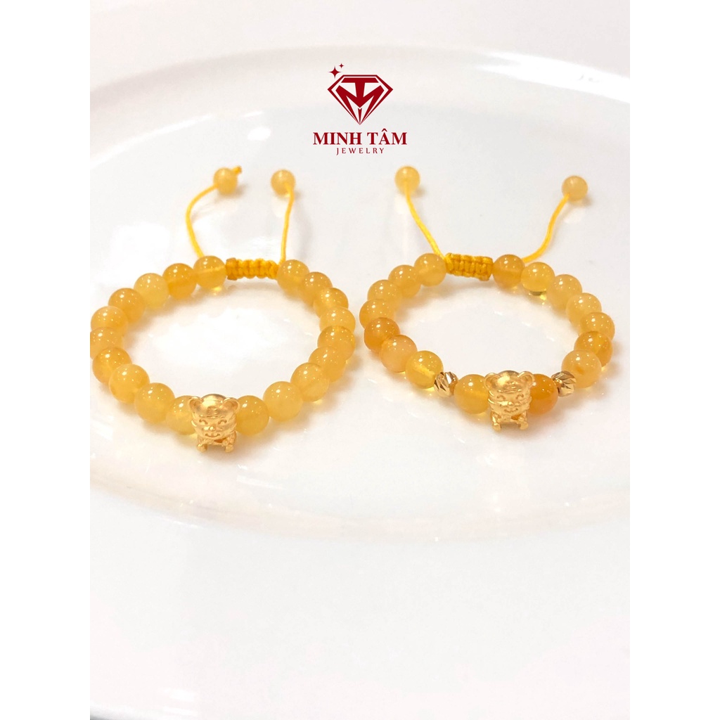 Vòng hổ #phách vàng bơ charm tuổi Hổ 24k mẫu mới 2022 cho bé-Minh Tâm Jewelry