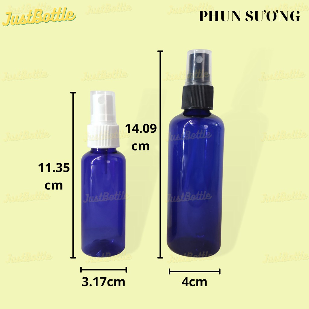 LỌ CHIẾT MỸ PHẨM Xanh dương 50ml 100ml có vòiVỎ CHAI NHỰA PET Nhỏ DẠNG NHẤN XỊT giọt phun sương nắp bật nhọn nhôm