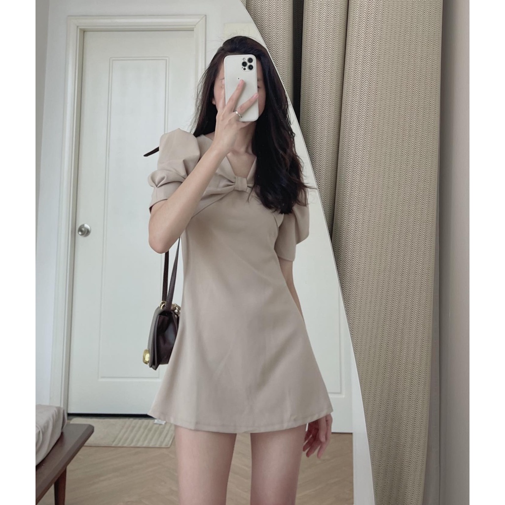 [Mã FAMARAL1 giảm 10K đơn 50K] V6804 Váy tay bồng nơ ngực | BigBuy360 - bigbuy360.vn