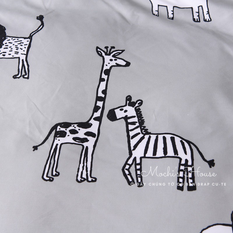 BỘ CHĂN GA GỐI COTON POLY MẪU CÁC CON THÚ RỪNG SIÊU CUTE