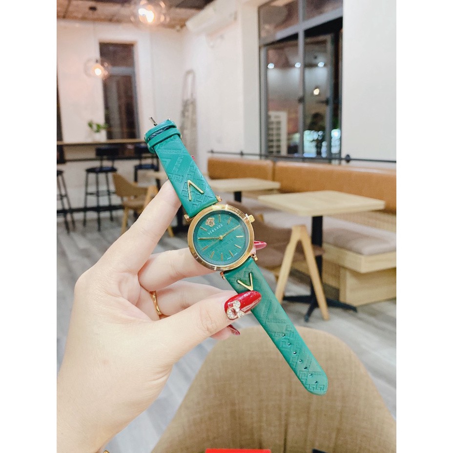 Đồng hồ nữ VS mặt tròn dây da mềm máy pin cao cấp