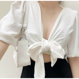 Áo nữ kiểu cột nơ chất đũi cá tính - sherry top