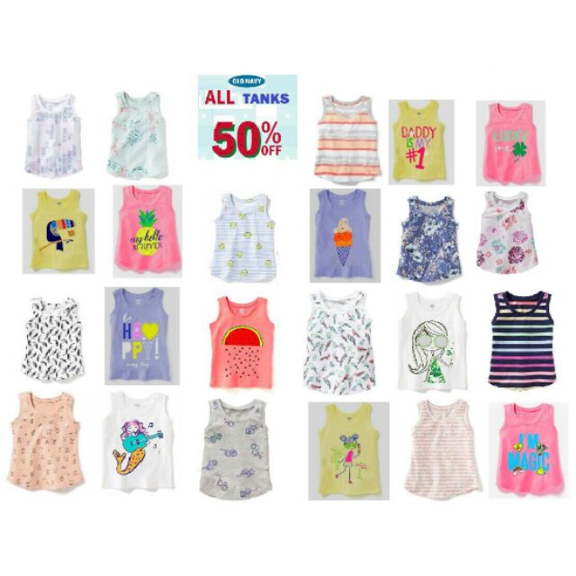 Set 5 Áo 3 lỗ Bé gái Old Navy