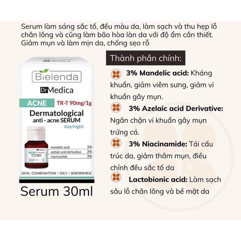 Serum Bielenda Dr Medica Anti-acne Dermatological giảm mụn, ngừa thâm
