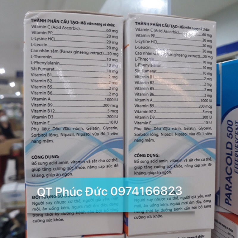 ✅✅Viên uống nhân sâm Phartone bổ sung dưỡng chất cho cơ thể hộp 60 viên