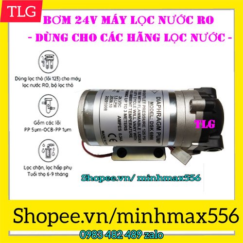 Bơm tăng áp 24v Grand Forest GFP50 hoặc Model SZ-368, Hút đẩy siêu khỏe dành cho máy lọc nước RO