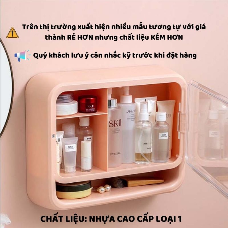 Kệ đựng mỹ phẩm treo tường IMA Store loại lớn - Kệ treo nhà tắm gắn tường cao cấp kiêm tủ thuốc bằng nhựa