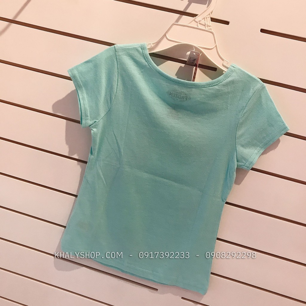 Áo thun tay ngắn trẻ em hình công chúa Anna Elsa (Frozen) màu xanh biển size XS cho bé gái 5 tuổi - ATTWFZXN5T