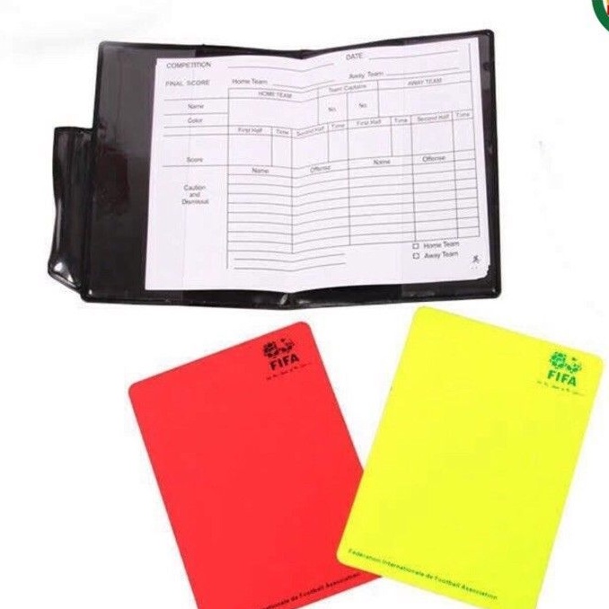 Thẻ trọng tài bóng đá  kèm bút và sổ -Thẻ đỏ thẻ vàng cho trọng tài bóng đá hàng loại 1