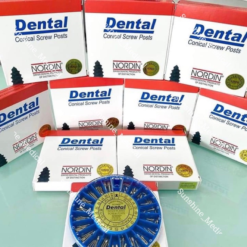 Hộp 120 chốt kim loại nha khoa, chốt kim loại dental, chốt kim loại vàng chất lượng cao hàng chính hãng Dental