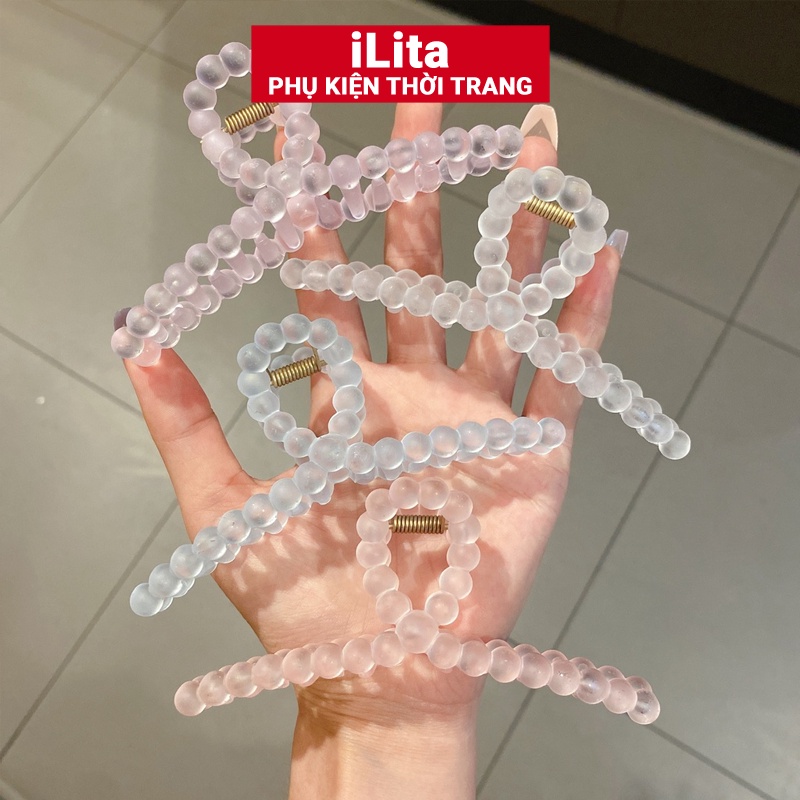 Kẹp tóc càng cua Hàn Quốc nữ đẹp hottrend trong suốt cỡ size lớn iLita - Cặp búi tóc dễ thương cào 10 răng, 14 răng