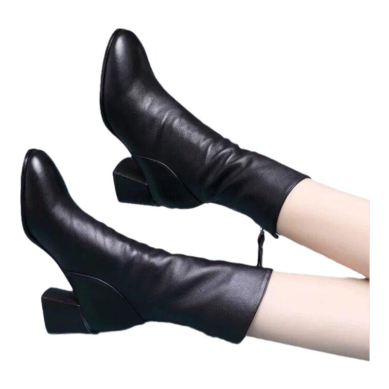 Giày bốt da mềm đế dày thời trang mùa đông cho n