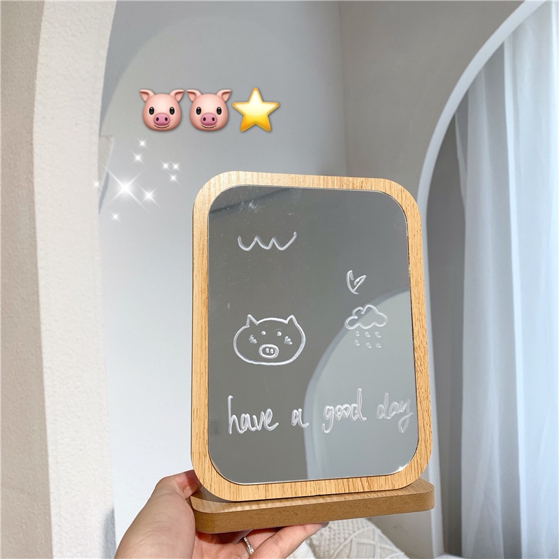 Gương trang điểm khung gỗ phong cách Bắc Âu trang trí để bàn