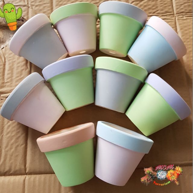 Chậu đất nung nhỏ tô 2 màu |FREESHIP  SIÊU XINH | LỖI 1 ĐỔI 1