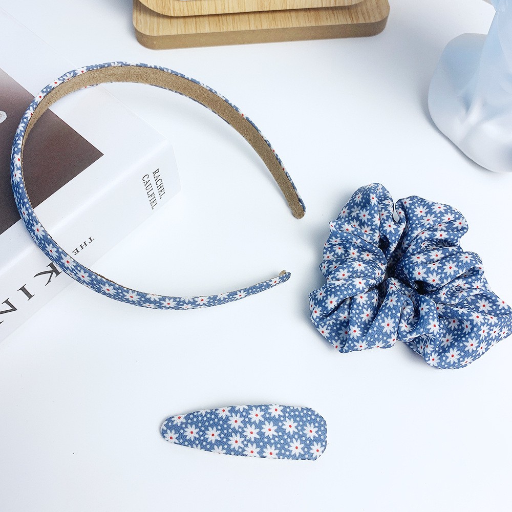 Sét 3 sản phẩm cài tóc blue girl (kẹp, dây, bờm) dễ thương BN113 Song An Eco