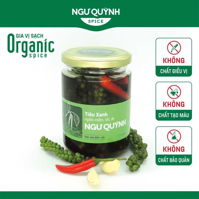 Tiêu xanh ngâm mắm nguyên chất - THƠM GIÒN - Lọ 550 gram thuỷ tinh