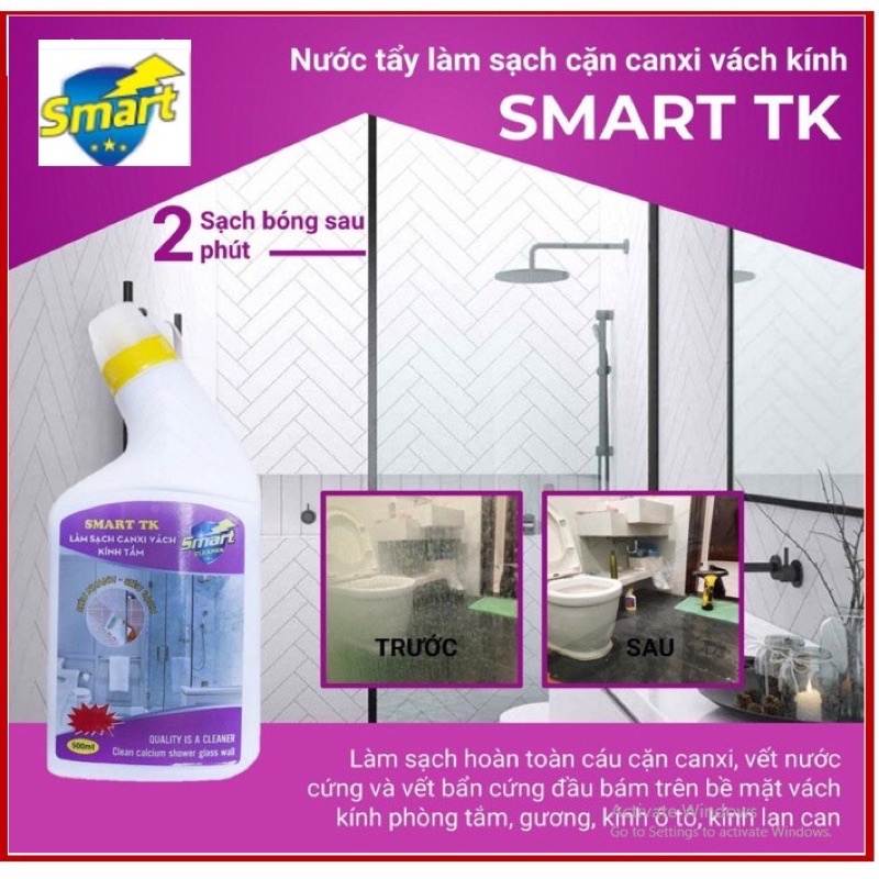 [SALE] Smart TK:Tẩy kính nhà tắm, Vệ Sinh Sạch Cặn Bám Lâu Ngày Vách Kính Nhà Tắm, Gương - LOẠI MẠNH NHẤT