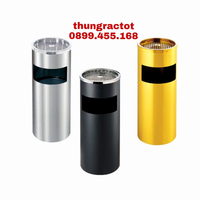 Thùng rác inox gạt tàn thuốc, thùng rác inox gạt tàn tròn