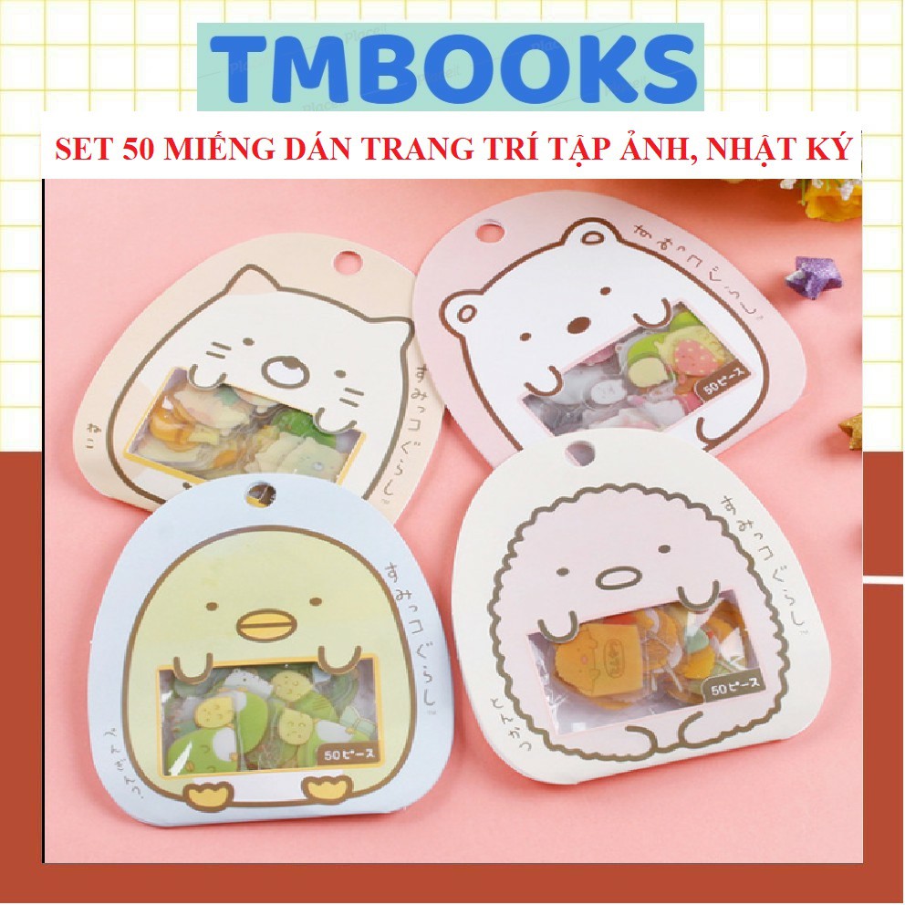 [Mã LIFE1003ALL giảm 10% đơn 50K] Set 50 miếng dán trang trí tập ảnh/nhật ký/sổ lưu niệm dễ thương DIY - TMBOOKS