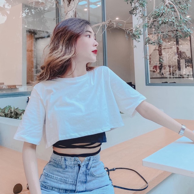 ÁO CROPTOP PHÔI DÂY ĐAN CHÉO BỤNG ☘️☘️D4 | BigBuy360 - bigbuy360.vn
