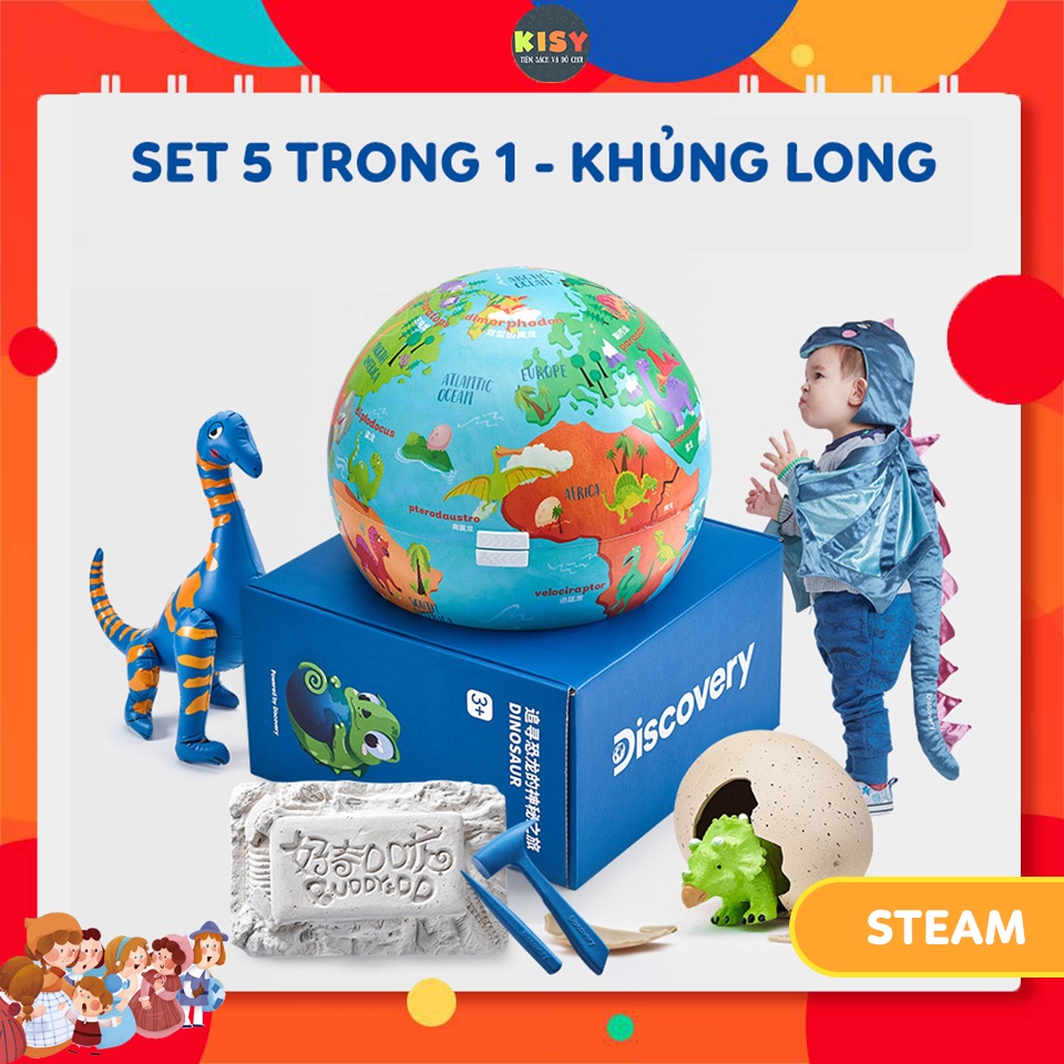 SET 5 TRONG 1 DINOSAUR chính hãng DISCOVERY TOY phù hợp cho bé từ 3 tuổi+