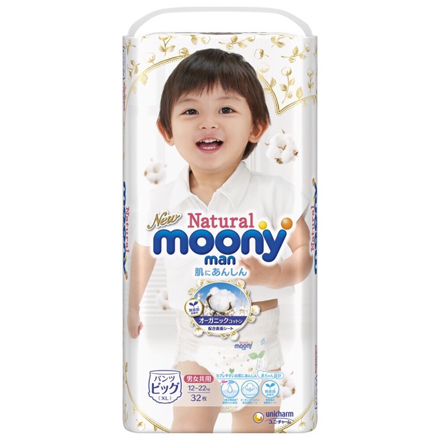 Tã dán và quần Moony Natural cao cấp S58/ M46/ L36/ XL32