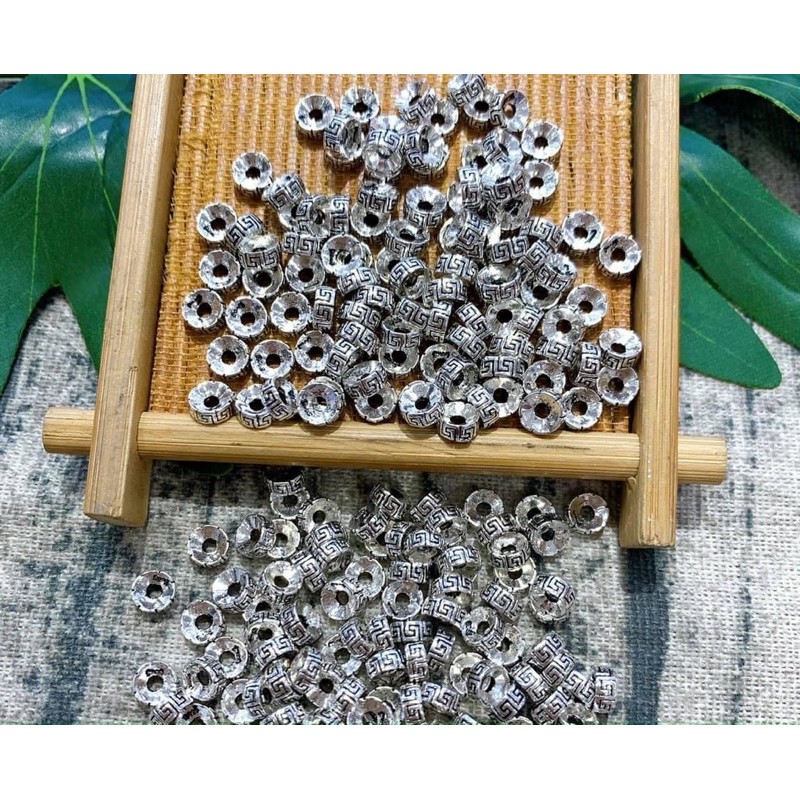 Charm khoen bạc - charm chặn bạc s925 dùng cho vòng phong thuỷ , vòng trầm hương