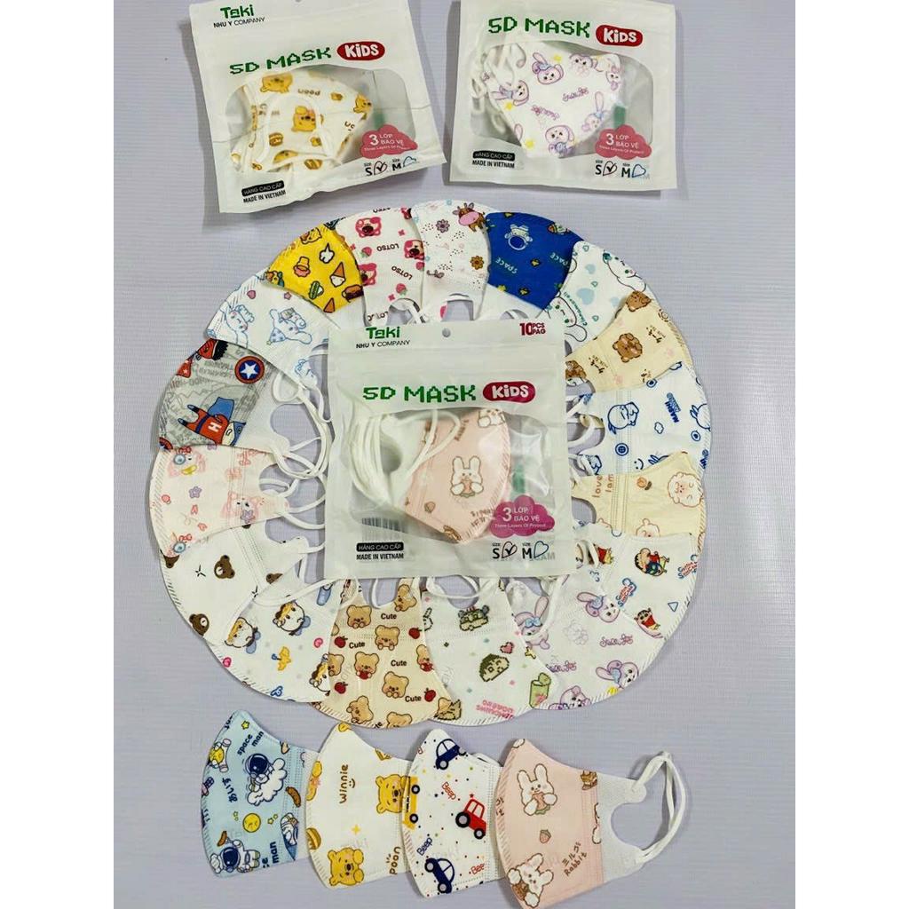 Combo 10- 50 Chiếc Khẩu Trang Y Tế TRẺ EM 5D Taki In Hình Hoạ Tiết Cho Bé 0-3 Tuổi