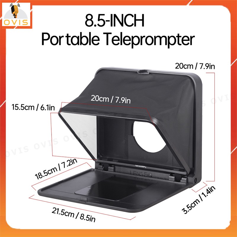 Lensgo Teleprompter TC7  - Máy Nhắc Chữ Mini Cho Biên Tập Viên Kích Thước Nhỏ Gọn, Dùng Cho Điện Thoại, Máy Ảnh