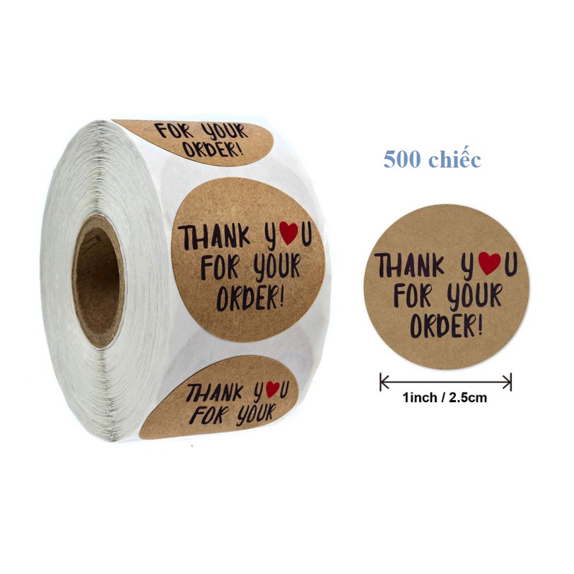 Siêu rẻ - Teem dán thank you cuộn 500 chiếc dành cho các shop bán hàng