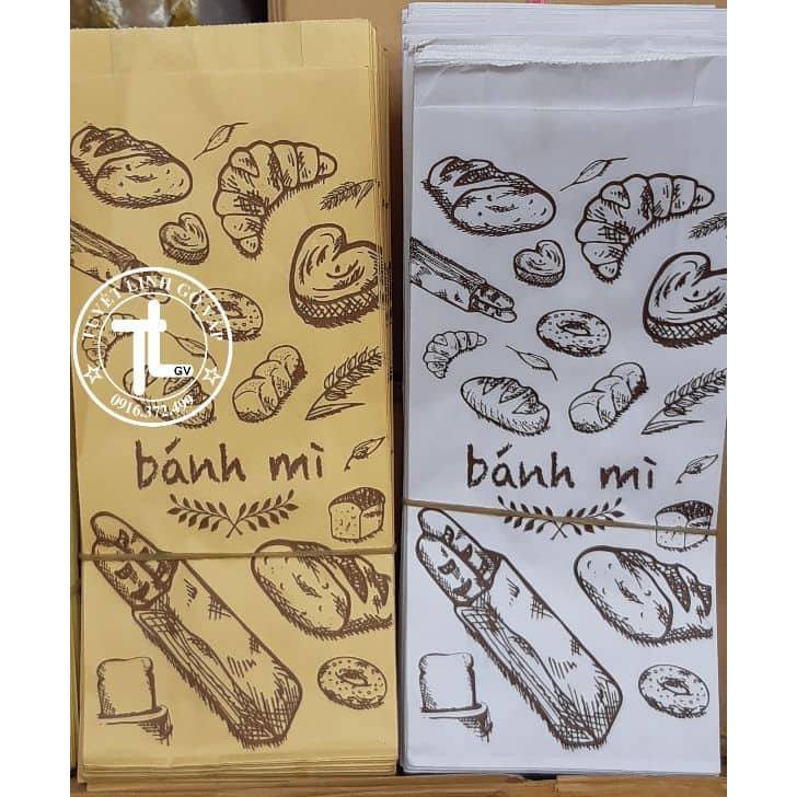 Túi giấy đựng bánh mì in hình hoa văn: 65k / 100c