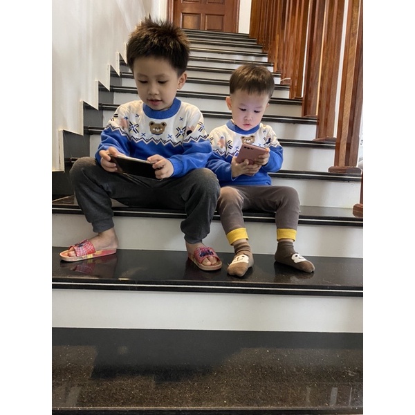 Áo Len Gấu Cho Bé Trai Bé Gái Size 1-6 tuổi, Áo Len Mặc Tết