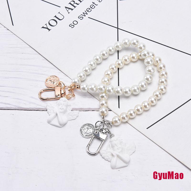 Móc Khóa Hình Thiên Thần Đính Ngọc Trai Phong Cách Vintage Dành Cho Nữ