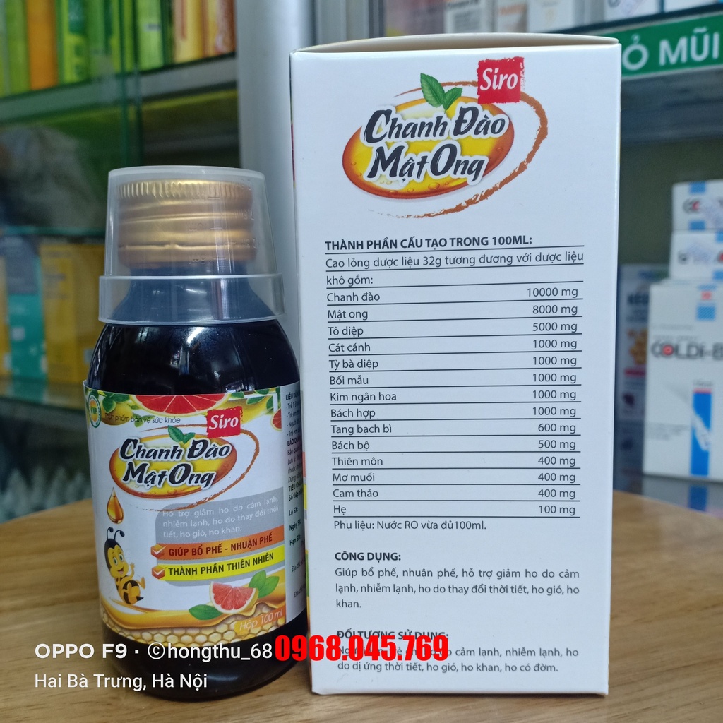 Siro ho CHANH ĐÀO MẬT ONG chai 100ml