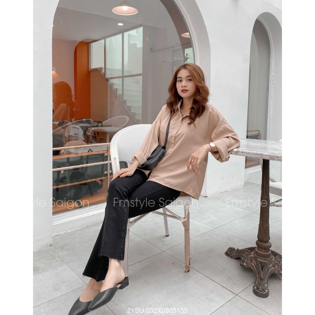 [Mã WASKT304 giảm 15% tối đa 30K đơn 99K] Áo sơ mi tay dài cổ bẻ trơn ulzzang thời trang nữ Fmstyle Saigon 21SU042X2201 | BigBuy360 - bigbuy360.vn