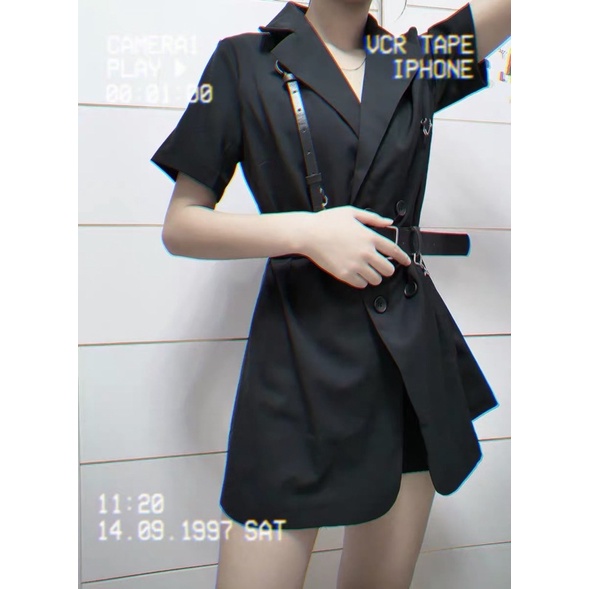 Set váy vest đen kèm 3 phụ kiện