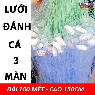 Lưới giăng bắt Cá 3 màn Thái Lan dài 100 Mét, sợi lưới Thái loại tốt, bền, nhạy.