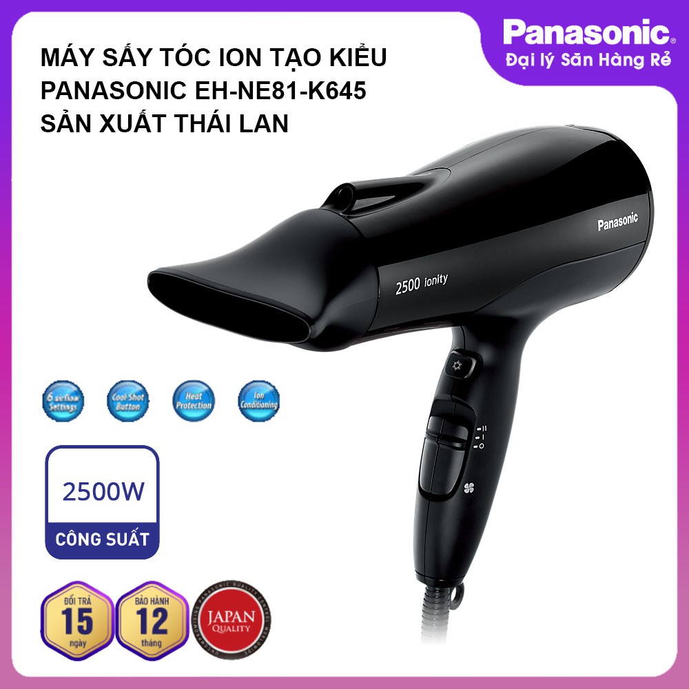 Máy sấy tóc ionity tạo kiểu Panasonic NE81-K645 công suất 2500W Made in Thailand hàng chính hãng bảo hành 12 tháng
