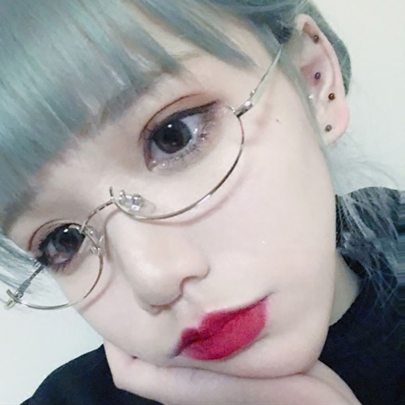 Tiktok Kính Mát Nửa Gọng Hình Giọt Nước Không Gọng Trang Trí Mắt Xích Thời Trang Cho Nam Và Nữ