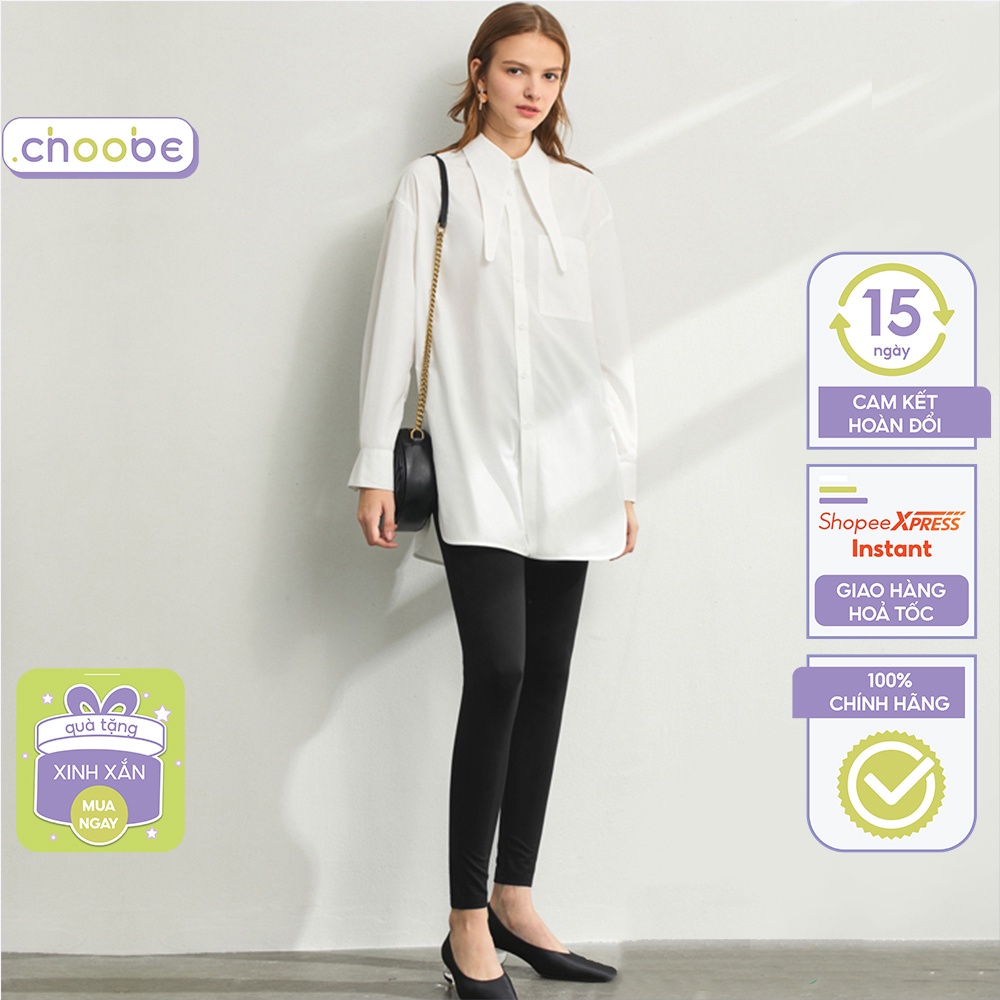 Quần legging nữ Choobe dài lưng cạp thun cao giữ nhiệt vải dày dặn