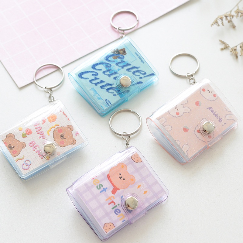 Album Ảnh 16 Ngăn Trong Suốt Lấp Lánh KPOP 1 Inch Kèm Móc Khóa