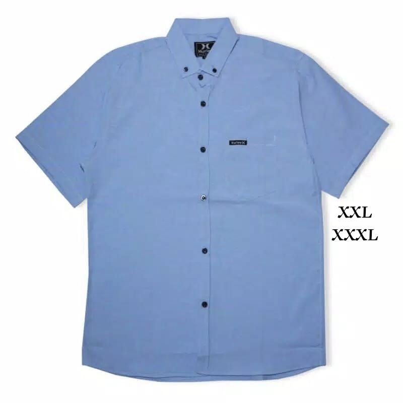 Áo Sơ Mi Tay Ngắn Màu Xanh Da Trời Thiết Kế Cỡ Lớn Thời Trang Trẻ Trung