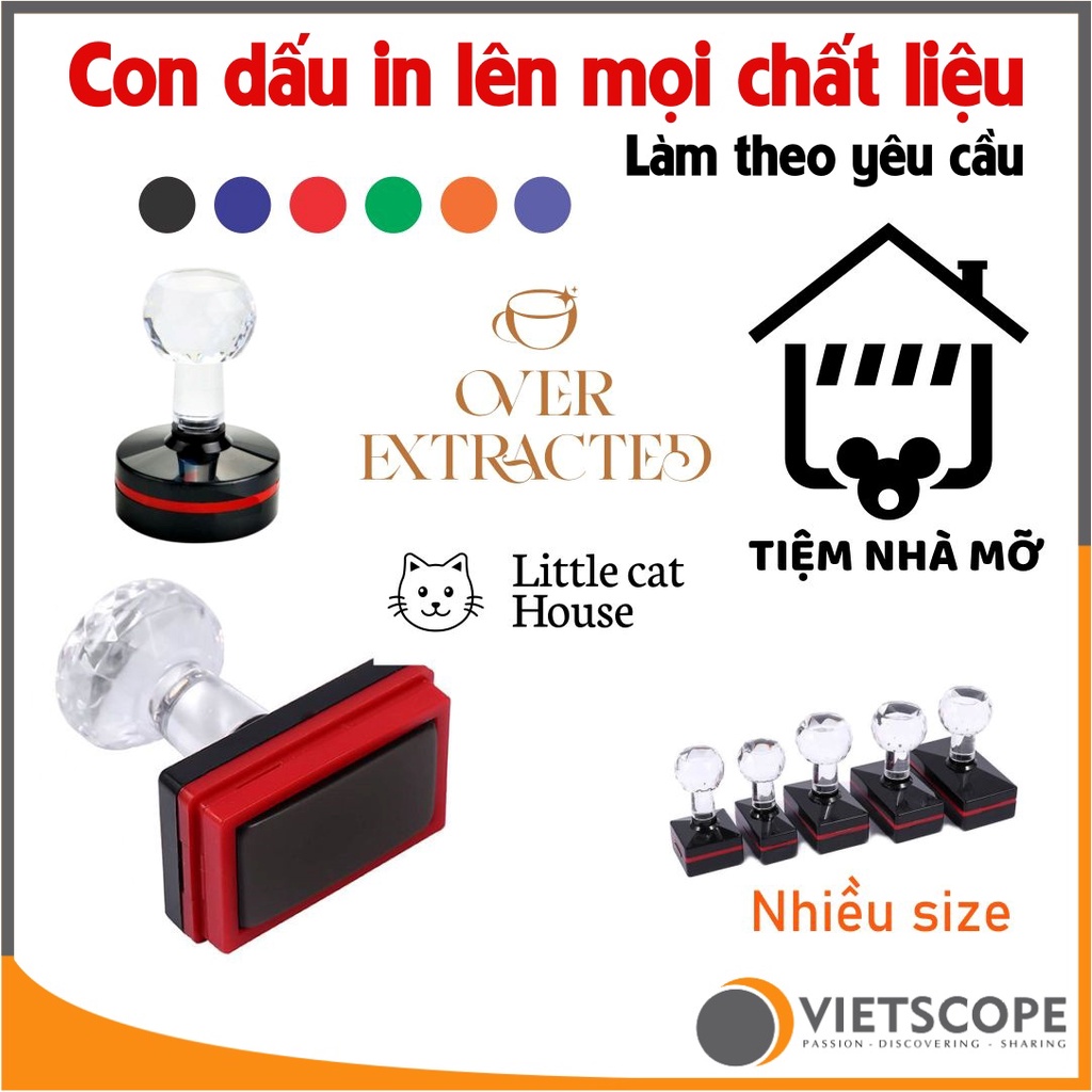 Con Dấu Flash In Lên Mọi Chất Liệu Nhiều Size - In Ly Nhựa - Túi Nilong - Vải - Gỗ - Kim Loại