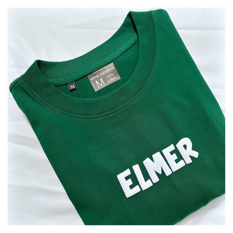 Elmer Signature - Áo thun in nổi 3D màu xanh lá 100% cotton 2 chiều